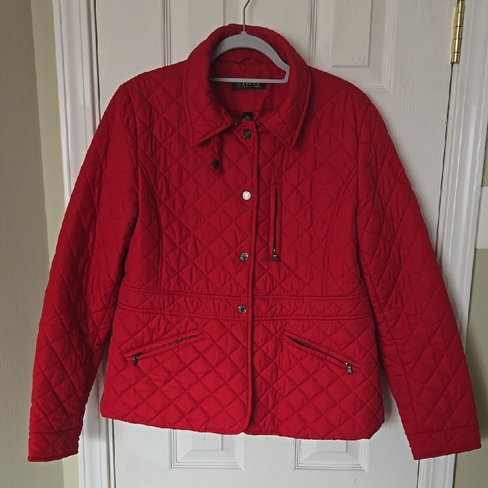 Red Quilted Jacket Coat